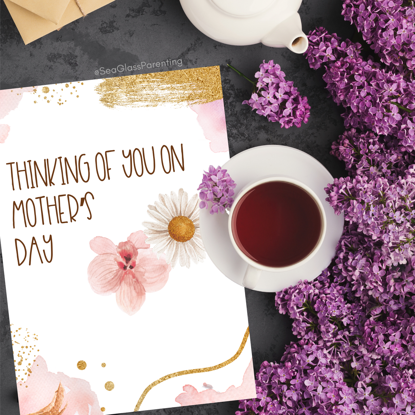 Gold Florals Thinking of you on Mother's Day/Father's Day—Baby Loss Remembrance (greeting card)