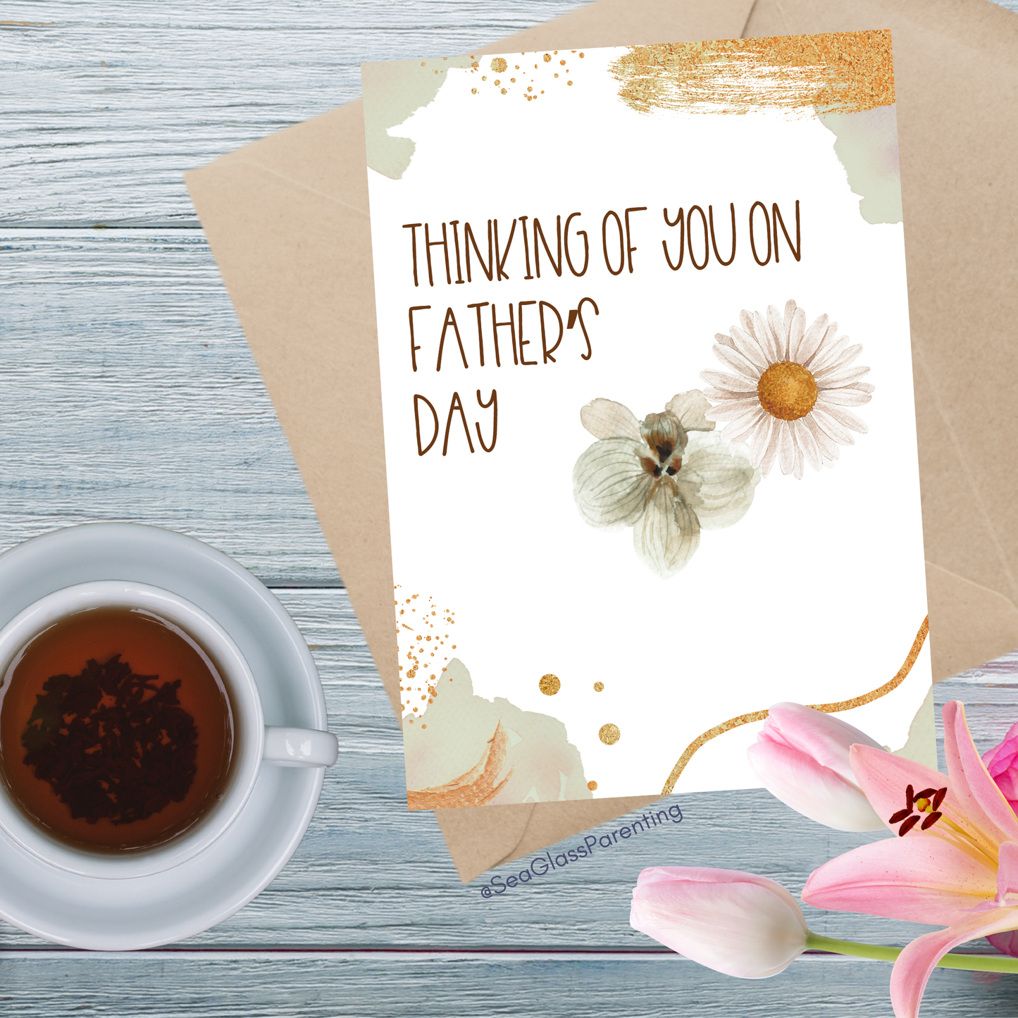 Gold Florals Thinking of you on Mother's Day/Father's Day—Baby Loss Remembrance (greeting card)