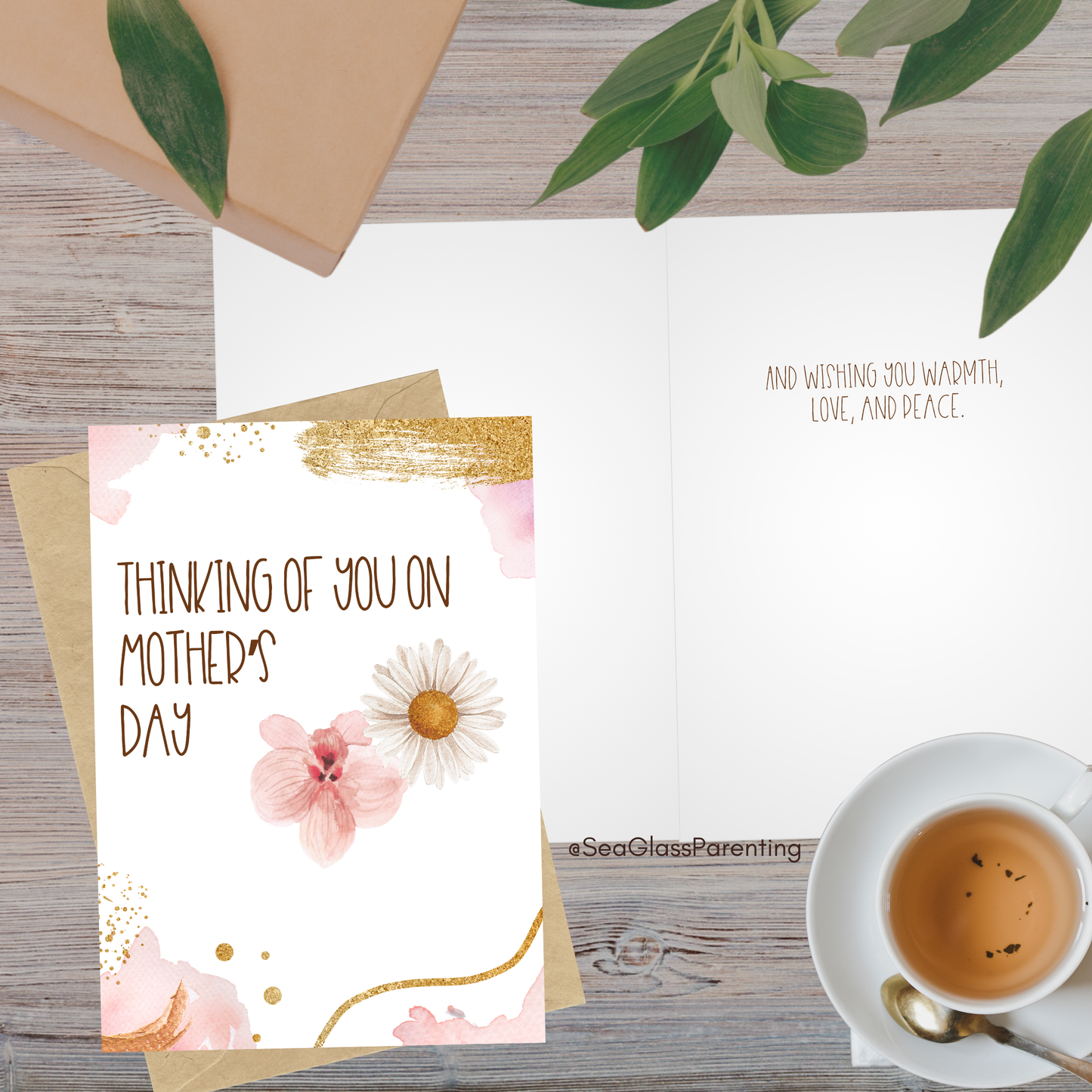 Gold Florals Thinking of you on Mother's Day/Father's Day—Baby Loss Remembrance (greeting card)