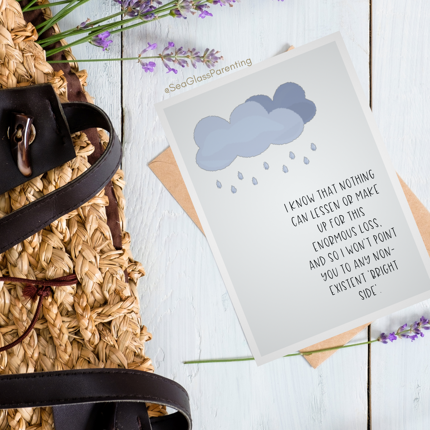 Nothing can make up or lessen this enormous loss so I will sit with you while it hurts—Grief and loss support (greeting card)