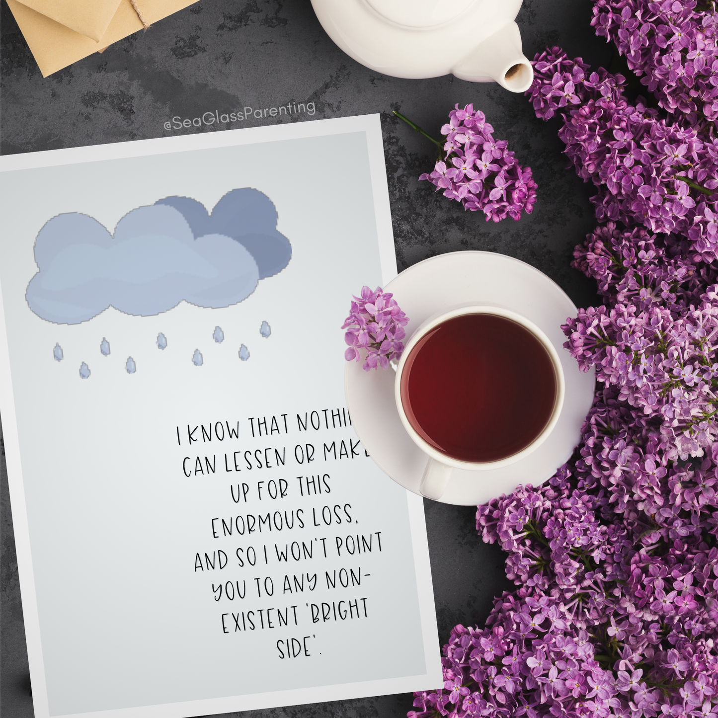 Nothing can make up or lessen this enormous loss so I will sit with you while it hurts—Grief and loss support (greeting card)