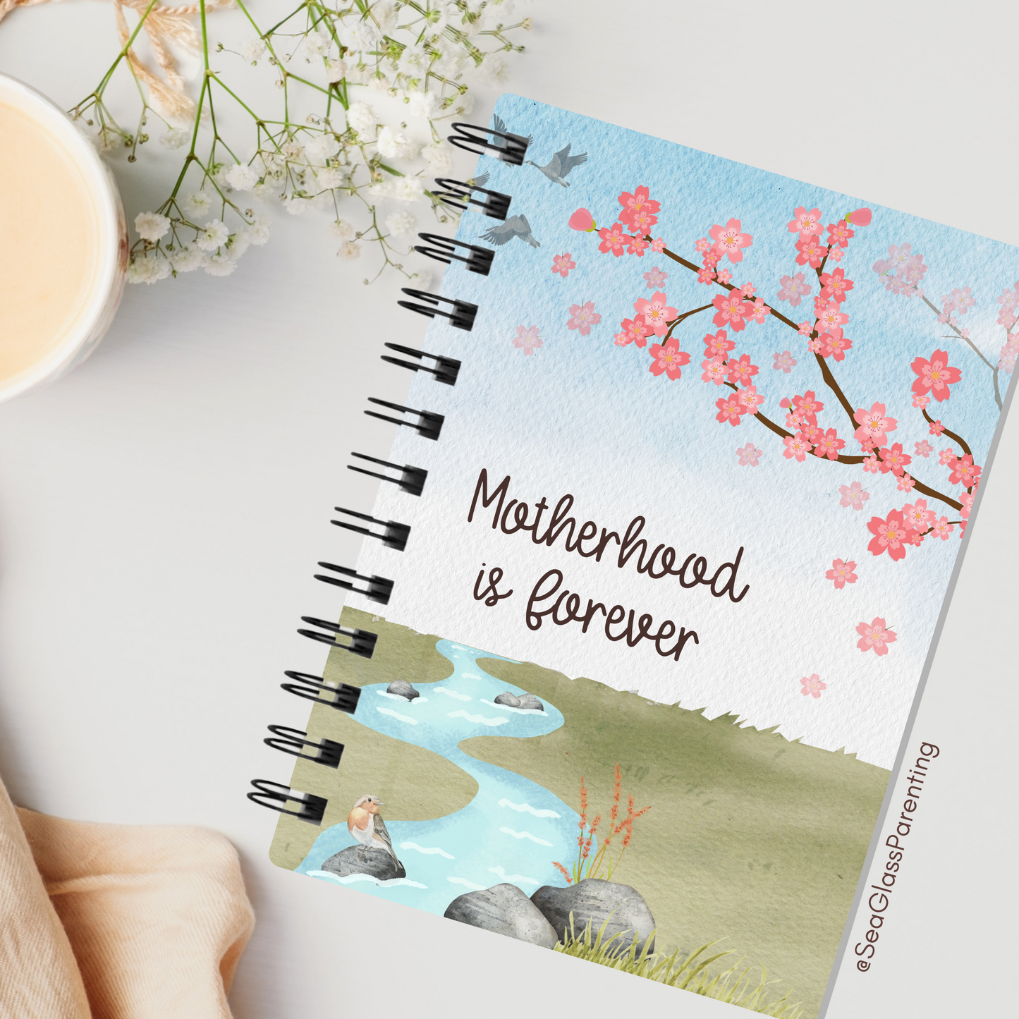 Cherry Blossoms Motherhood/Fatherhood is Forever—Mother's Day, Father's Day (spiral journal notebook)