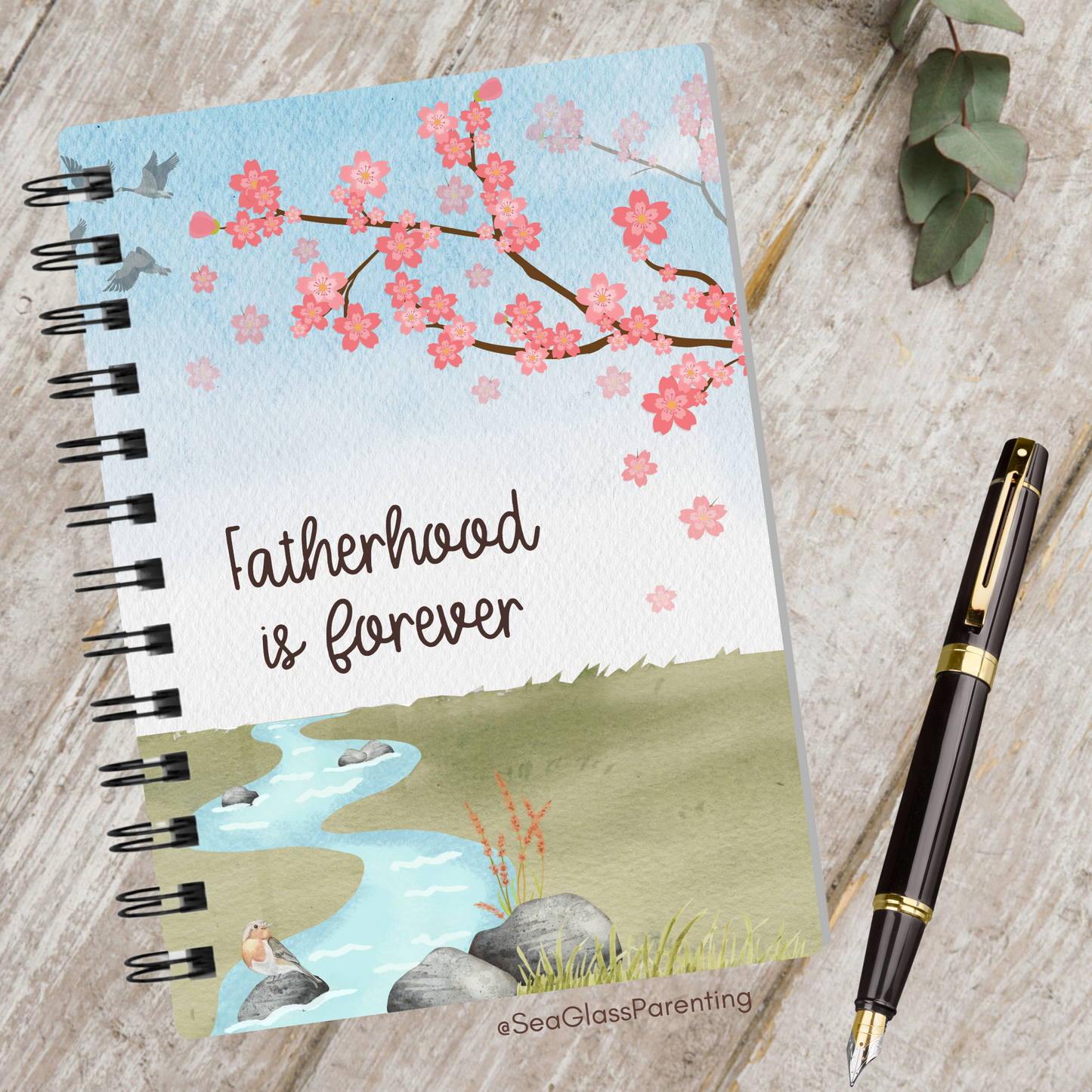 Cherry Blossoms Motherhood/Fatherhood is Forever—Mother's Day, Father's Day (spiral journal notebook)