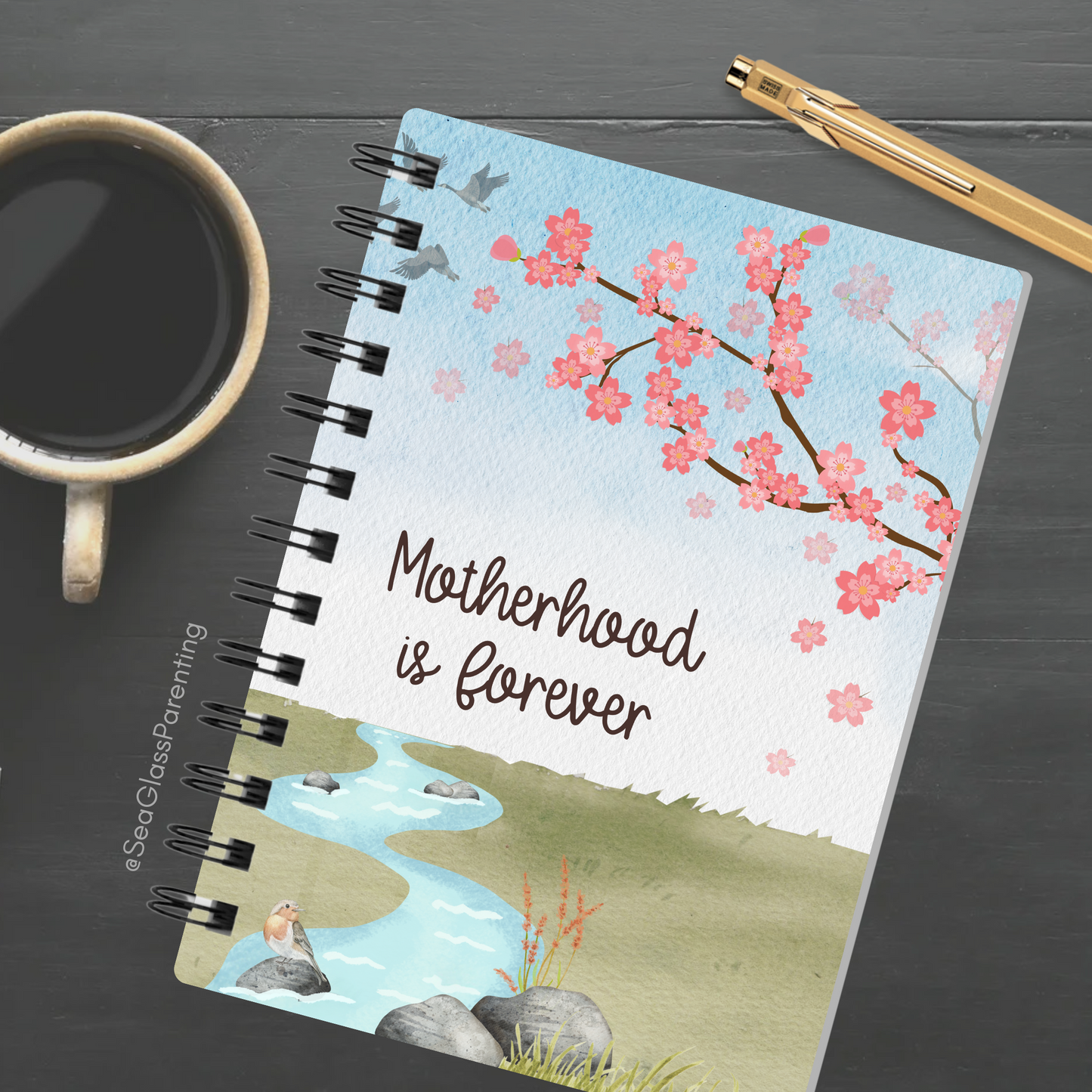 Cherry Blossoms Motherhood/Fatherhood is Forever—Mother's Day, Father's Day (spiral journal notebook)