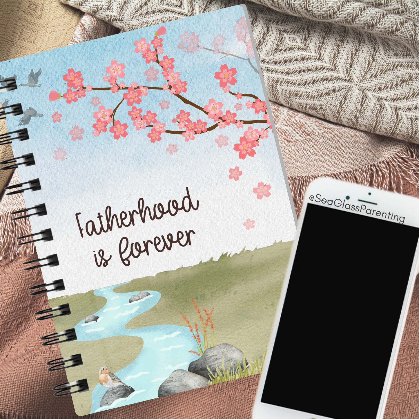 Cherry Blossoms Motherhood/Fatherhood is Forever—Mother's Day, Father's Day (spiral journal notebook)