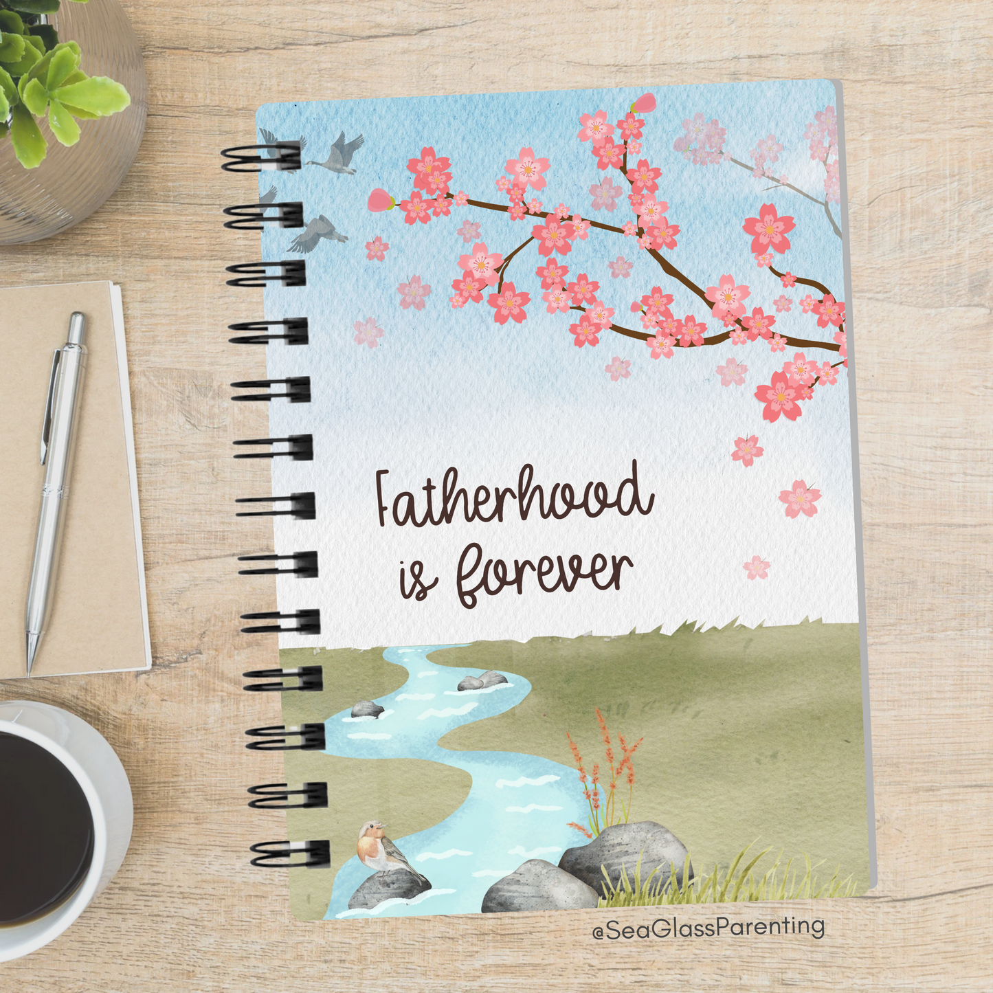 Cherry Blossoms Motherhood/Fatherhood is Forever—Mother's Day, Father's Day (spiral journal notebook)