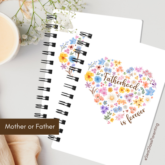 Floral Heart Motherhood/Fatherhood is Forever—Mother's Day, Father's Day (spiral journal notebook)