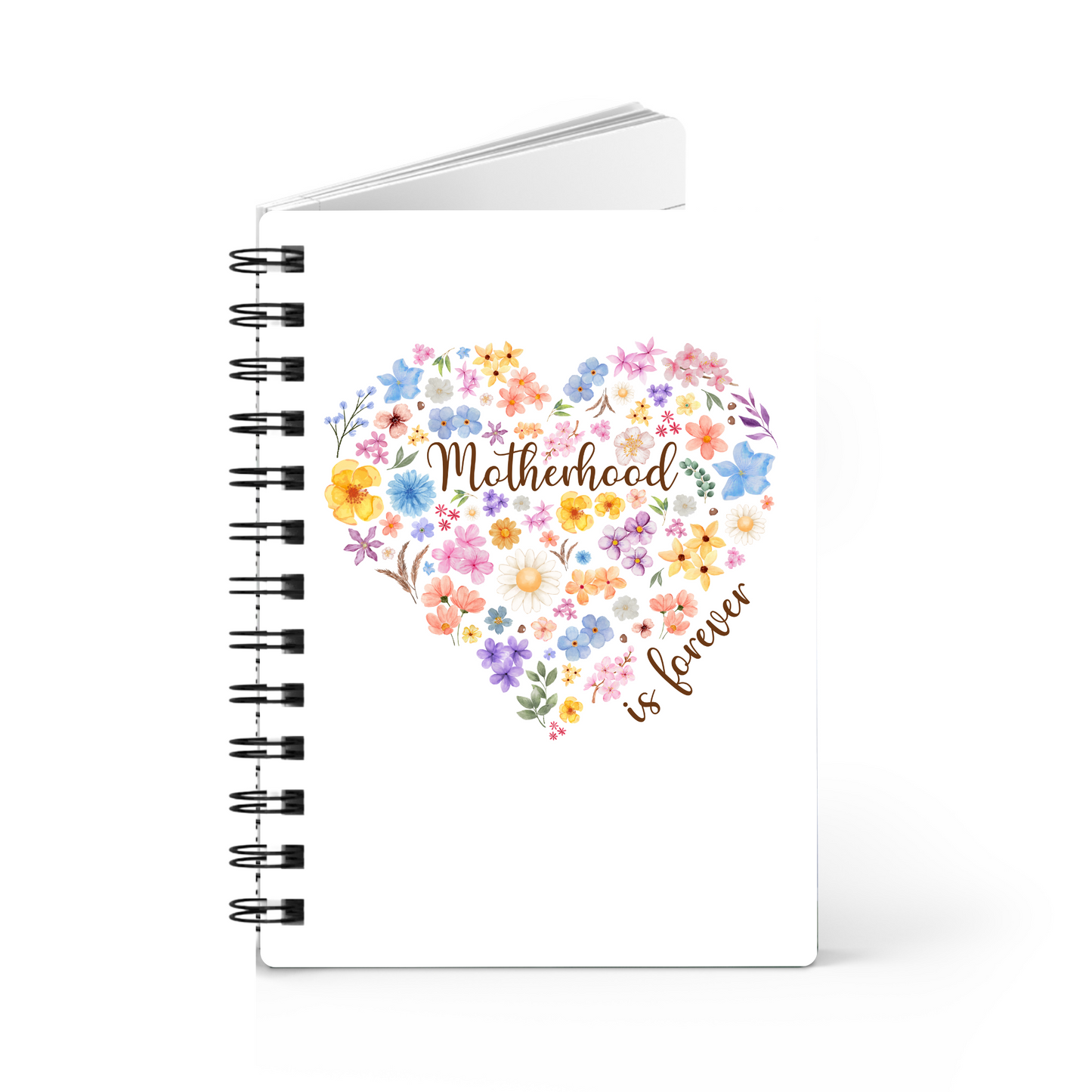 Floral Heart Motherhood/Fatherhood is Forever—Mother's Day, Father's Day (spiral journal notebook)