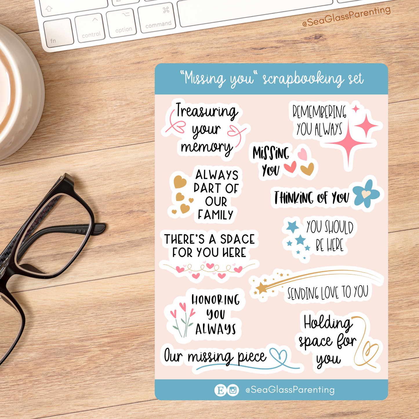 Missing you scrapbooking sticker set (vinyl sticker sheet)