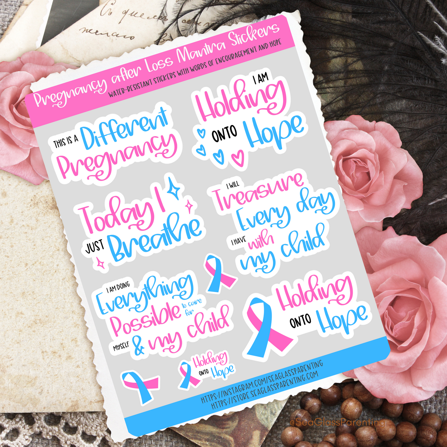 Pregnancy after Loss Affirmations (vinyl sticker sheet)