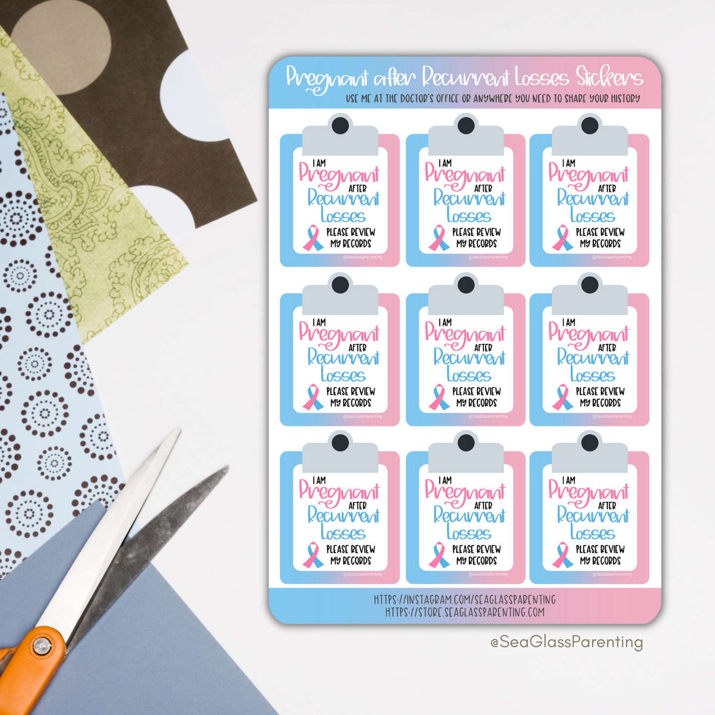 Pregnant after Loss Doctor's Office stickers (paper sticker sheet)