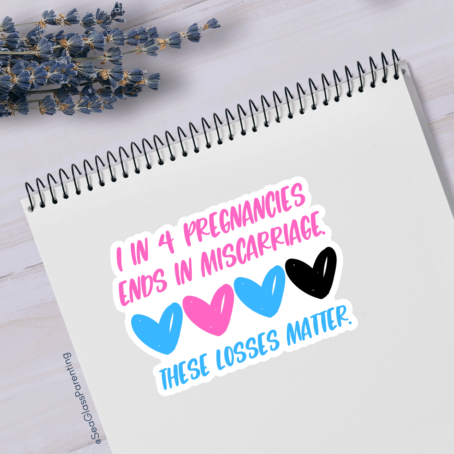 1 in 4 Pregnancies ends in Miscarriage—Baby Loss Awareness and Remembrance (vinyl sticker)