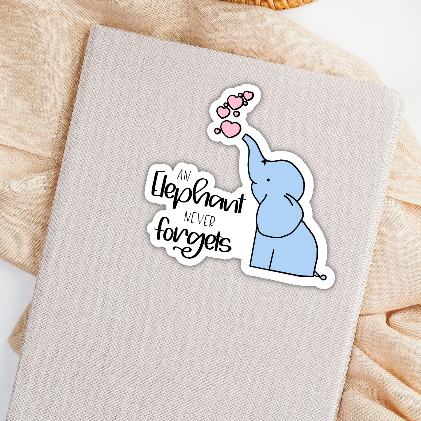 Cartoon elephant never forgets; Cute cartoon elephant—Baby Loss Remembrance (vinyl sticker)