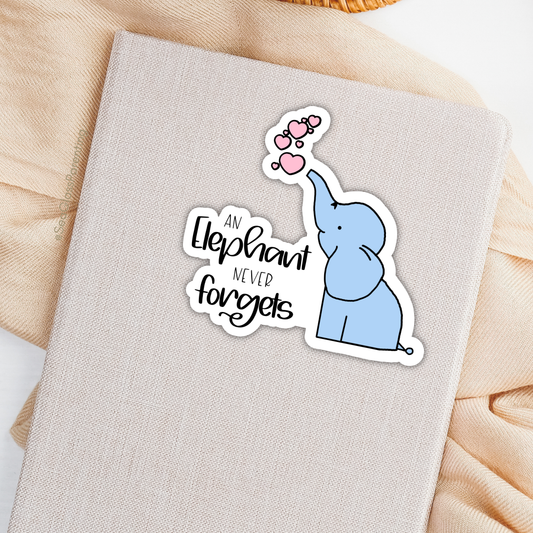 Cartoon elephant never forgets; Cute cartoon elephant—Baby Loss Remembrance (vinyl sticker)