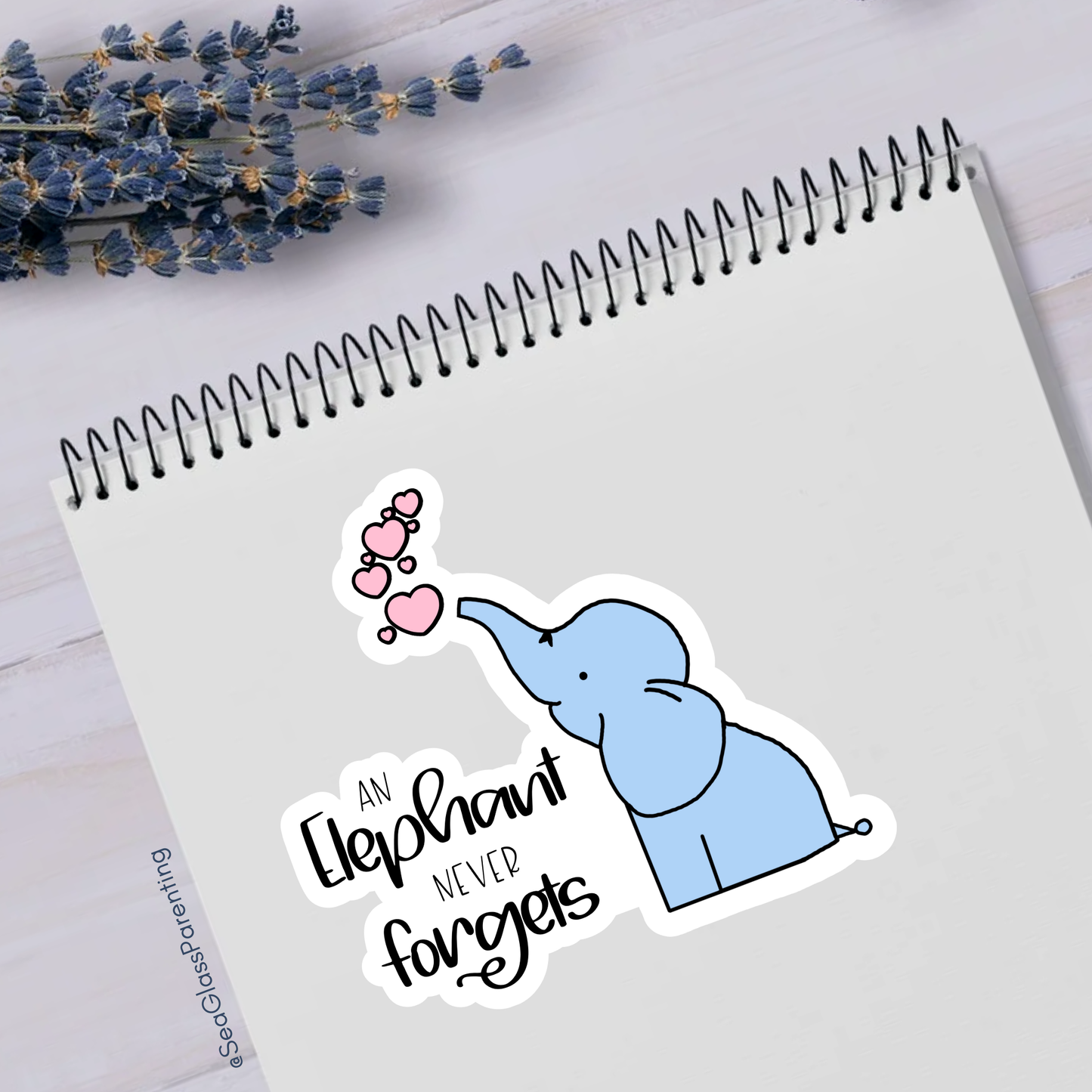 Cartoon elephant never forgets; Cute cartoon elephant—Baby Loss Remembrance (vinyl sticker)