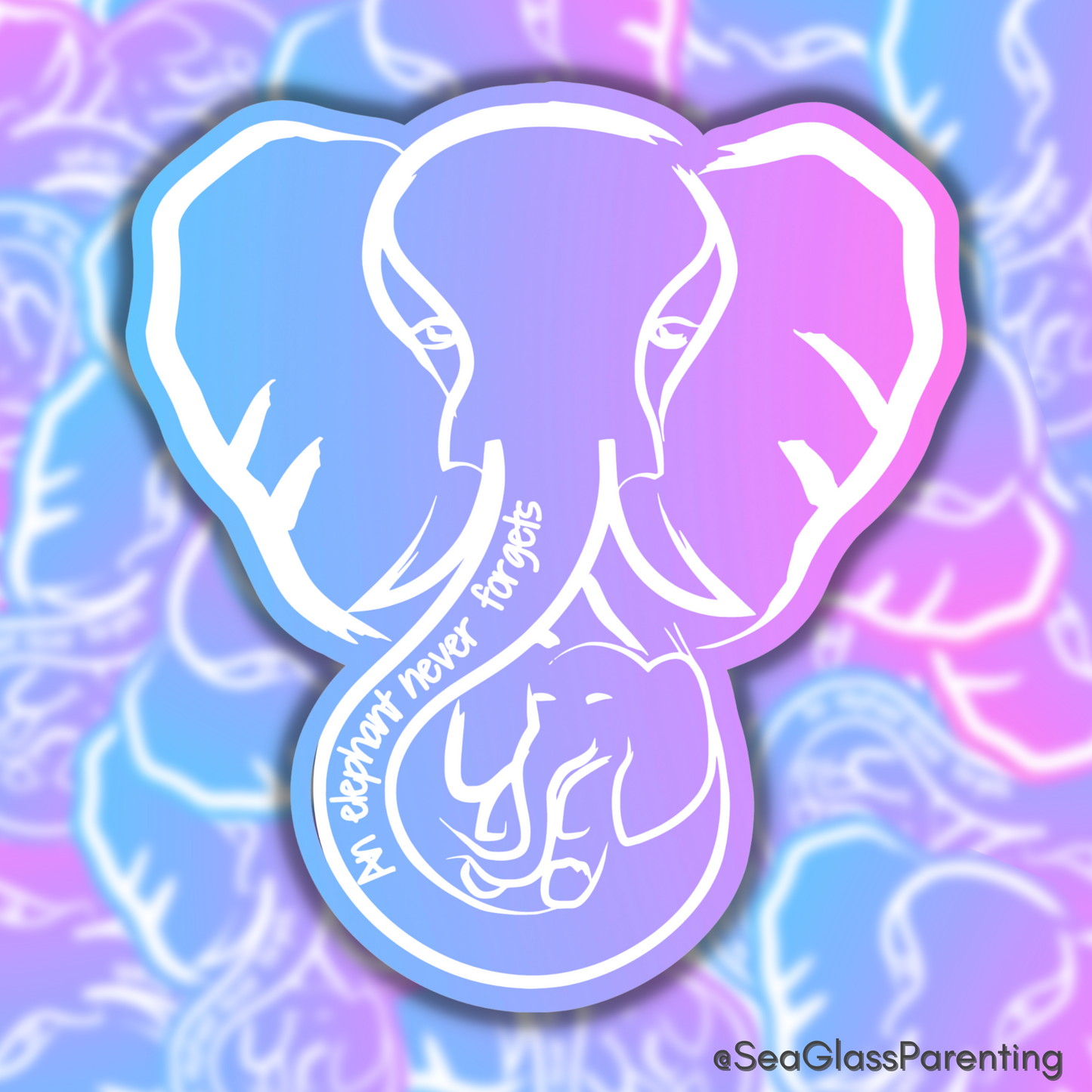 An elephant never forgets; Mama and Baby elephant—Baby Loss Awareness and Remembrance (vinyl sticker)