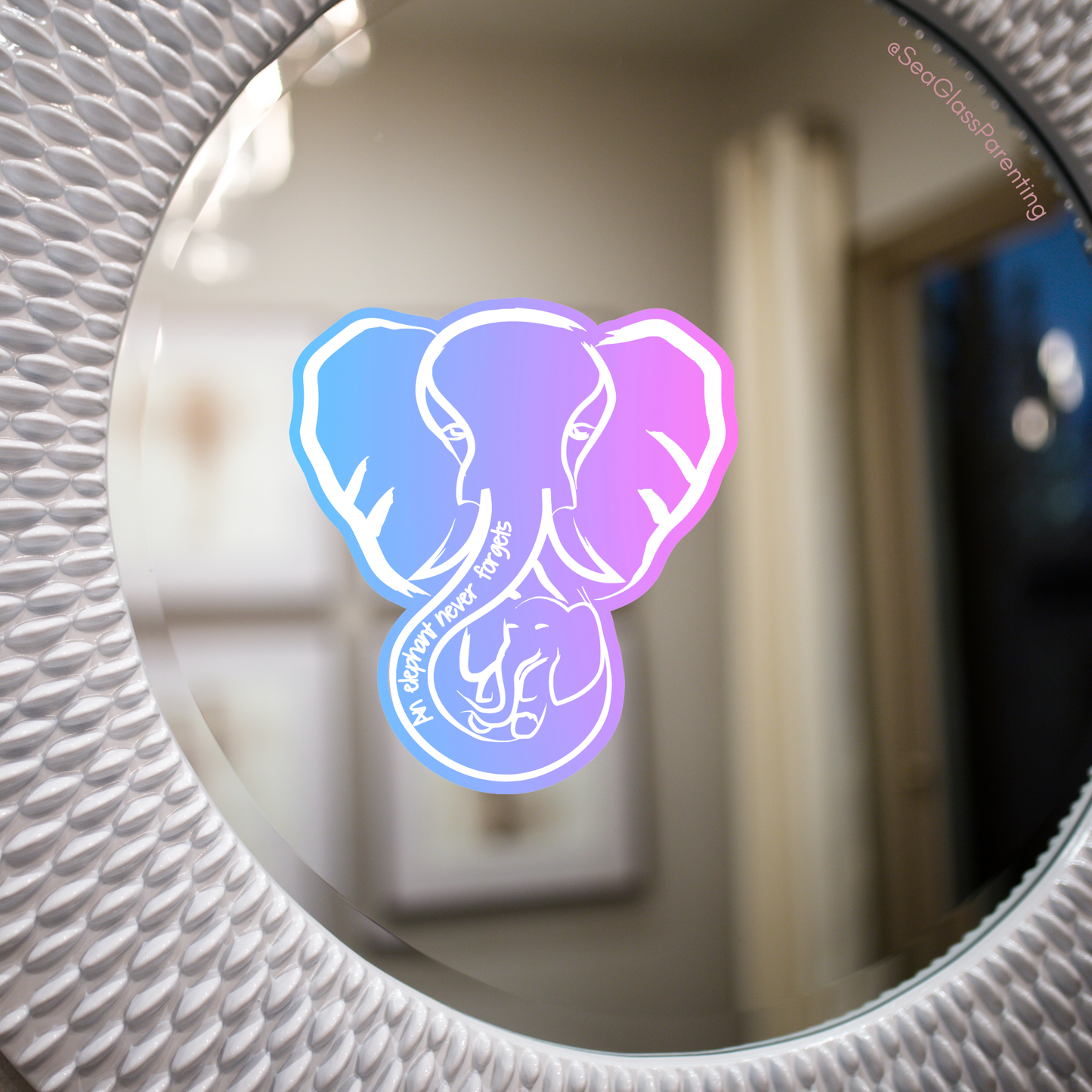 An elephant never forgets; Mama and Baby elephant—Baby Loss Awareness and Remembrance (vinyl sticker)