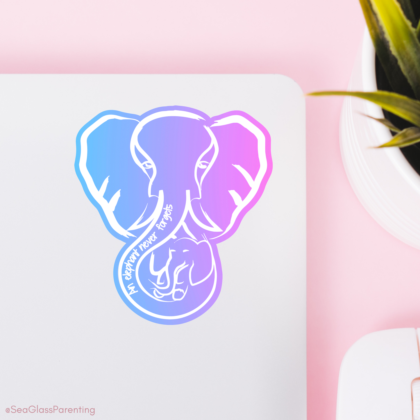 An elephant never forgets; Mama and Baby elephant—Baby Loss Awareness and Remembrance (vinyl sticker)