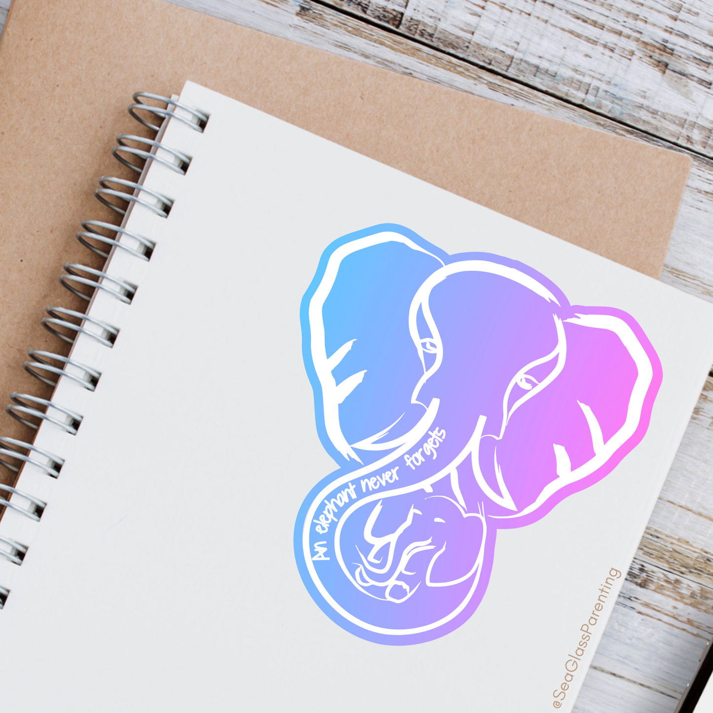 An elephant never forgets; Mama and Baby elephant—Baby Loss Awareness and Remembrance (vinyl sticker)