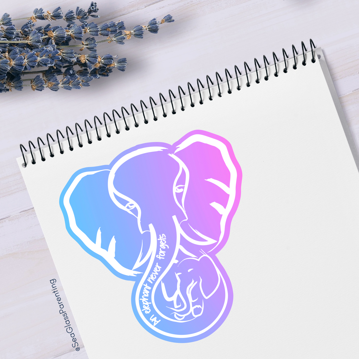 An elephant never forgets; Mama and Baby elephant—Baby Loss Awareness and Remembrance (vinyl sticker)