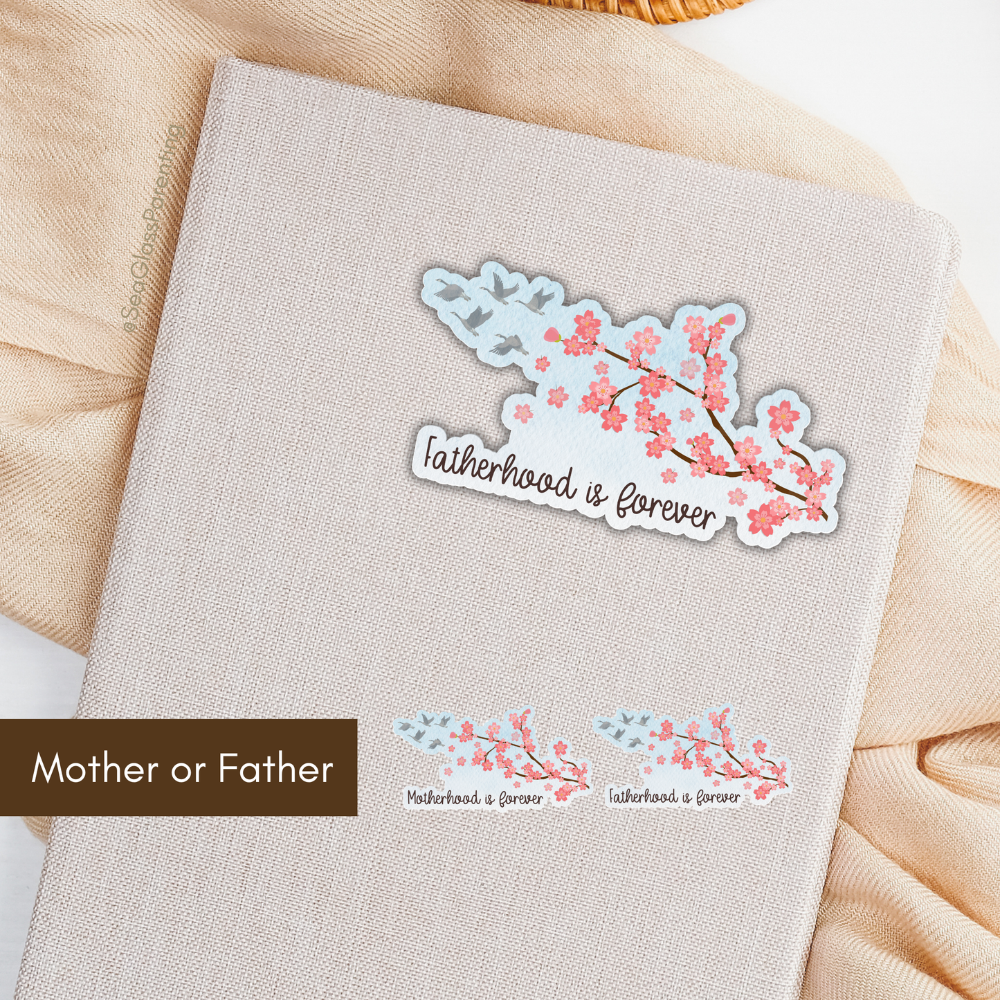 Cherry Blossoms Motherhood/Fatherhood is Forever—Baby Loss Remembrance (vinyl sticker)