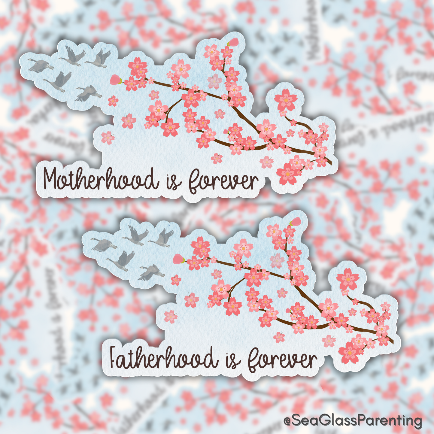 Cherry Blossoms Motherhood/Fatherhood is Forever—Baby Loss Remembrance (vinyl sticker)