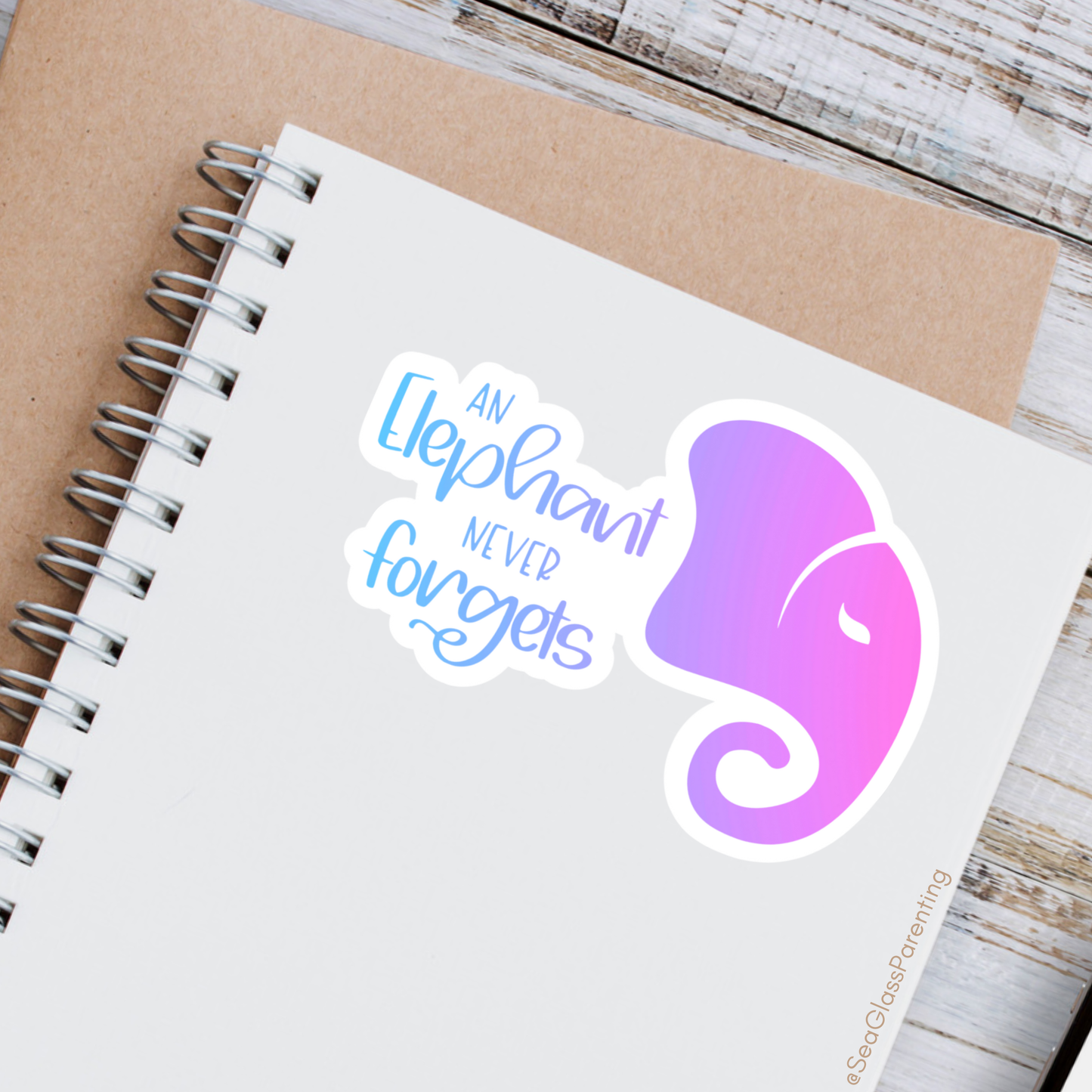 Stylized elephant head never forgets—Baby Loss Remembrance (vinyl sticker)