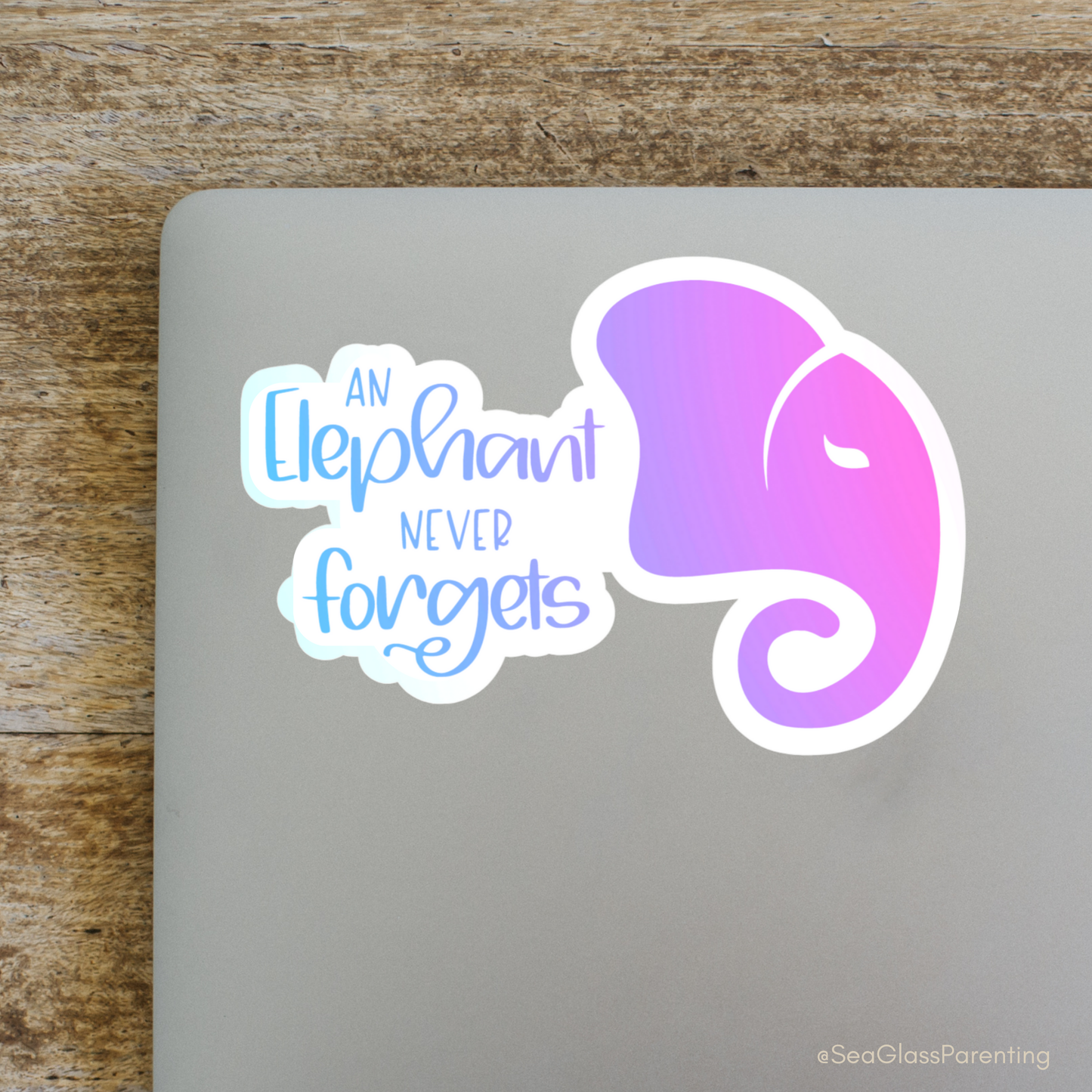 Stylized elephant head never forgets—Baby Loss Remembrance (vinyl sticker)