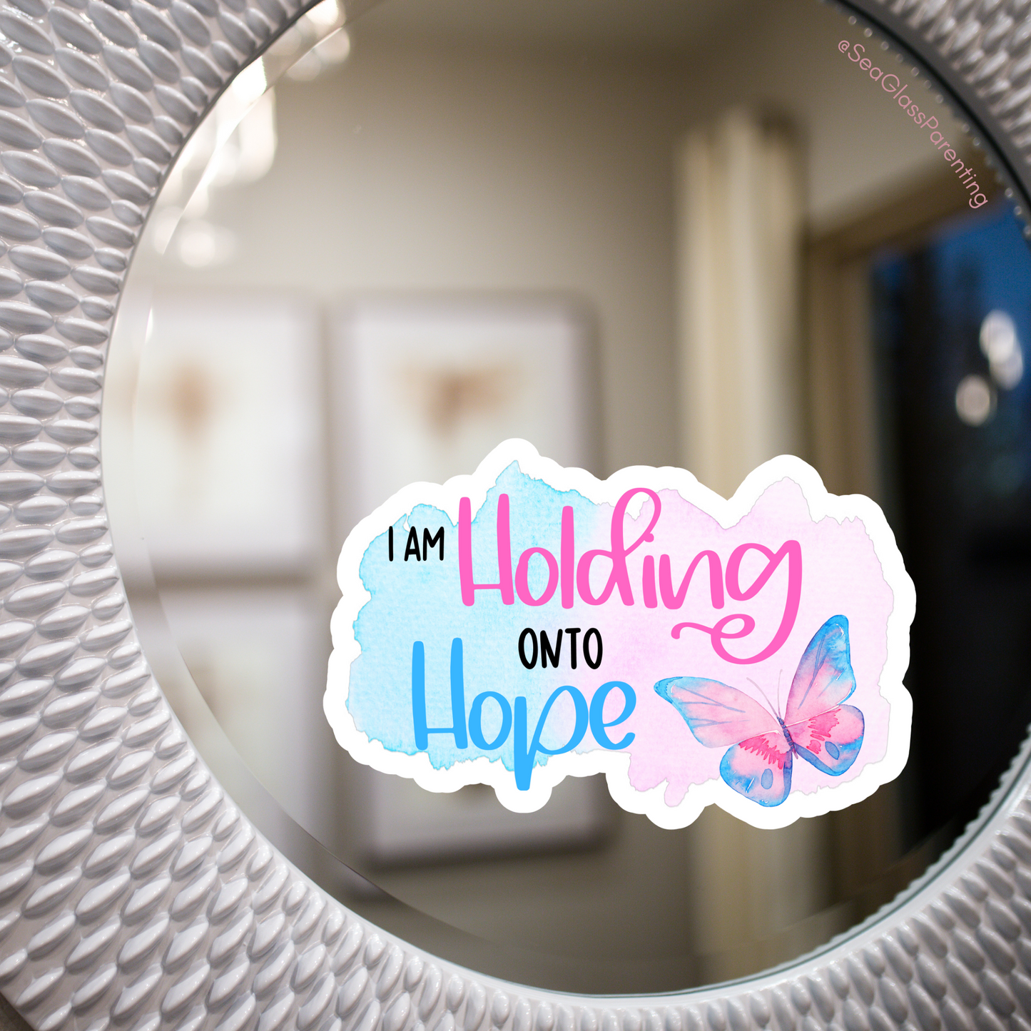 I am Holding onto Hope with Butterfly—Life after Pregnancy Loss (vinyl sticker)