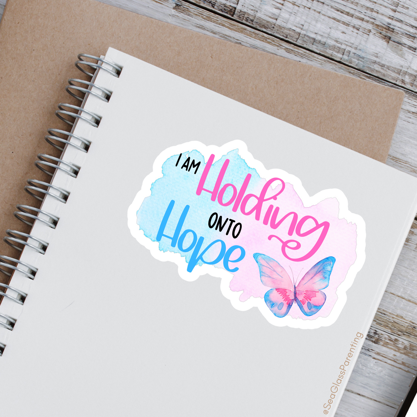 I am Holding onto Hope with Butterfly—Life after Pregnancy Loss (vinyl sticker)