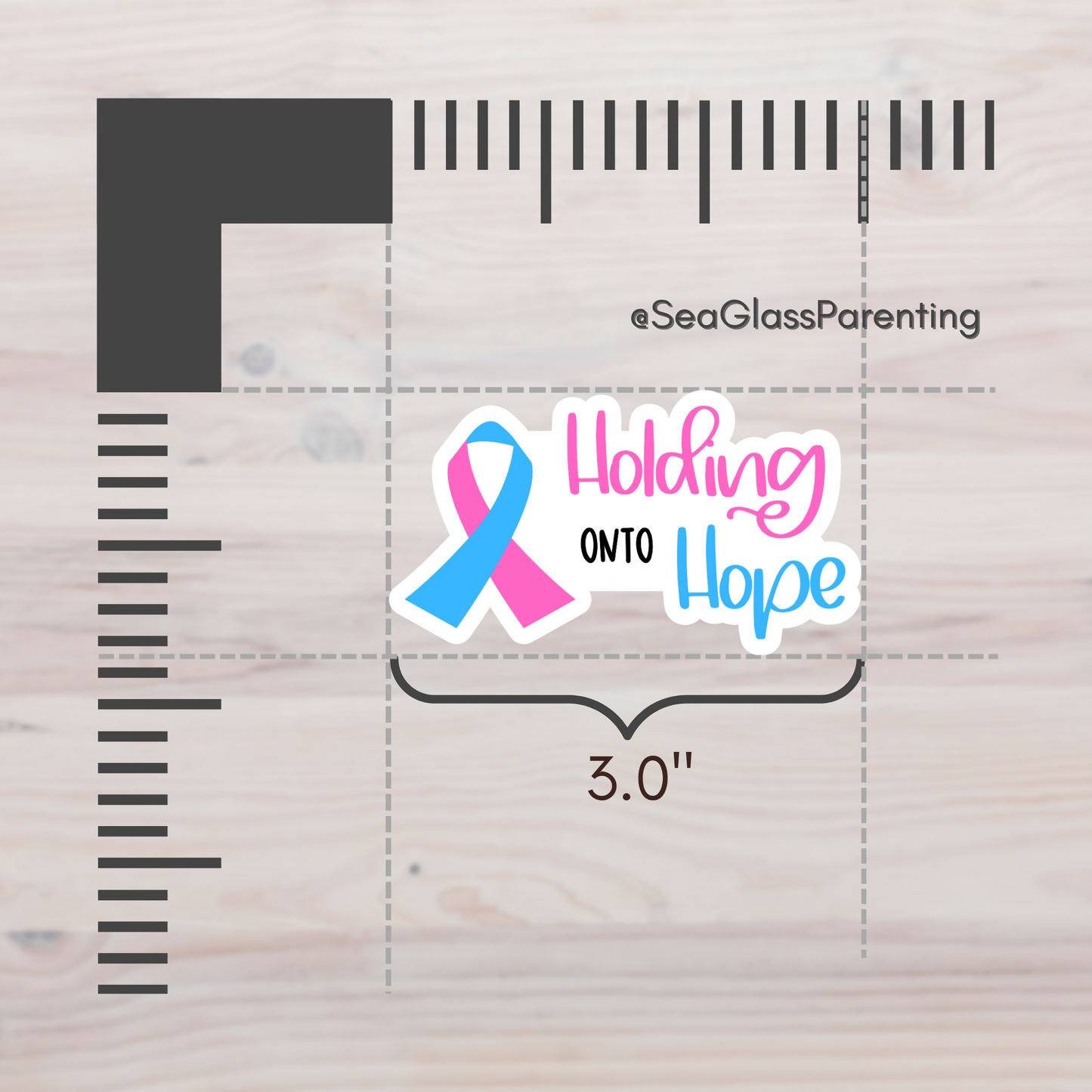 I am holding onto hope with PAIL awareness ribbon—Pregnancy after Loss Mantras and Affirmations (vinyl sticker)