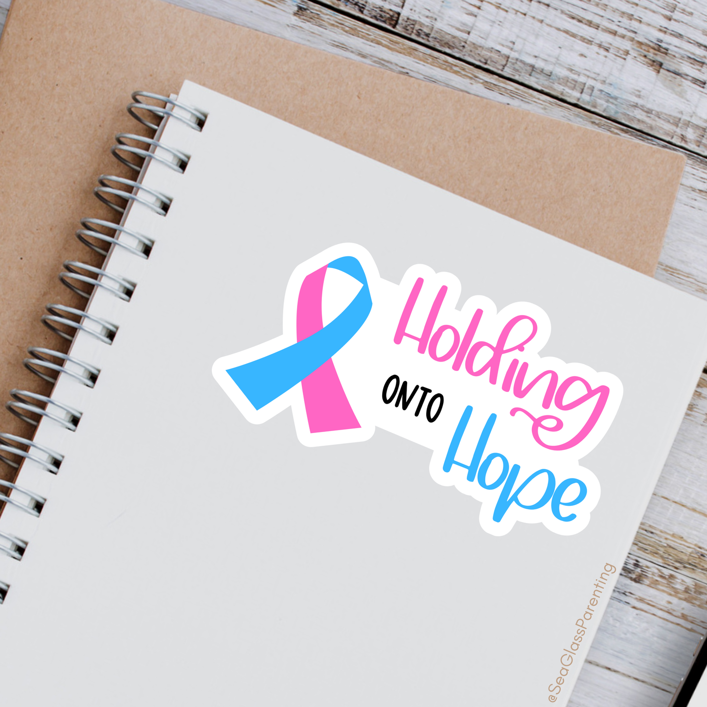 I am holding onto hope with PAIL awareness ribbon—Pregnancy after Loss Mantras and Affirmations (vinyl sticker)