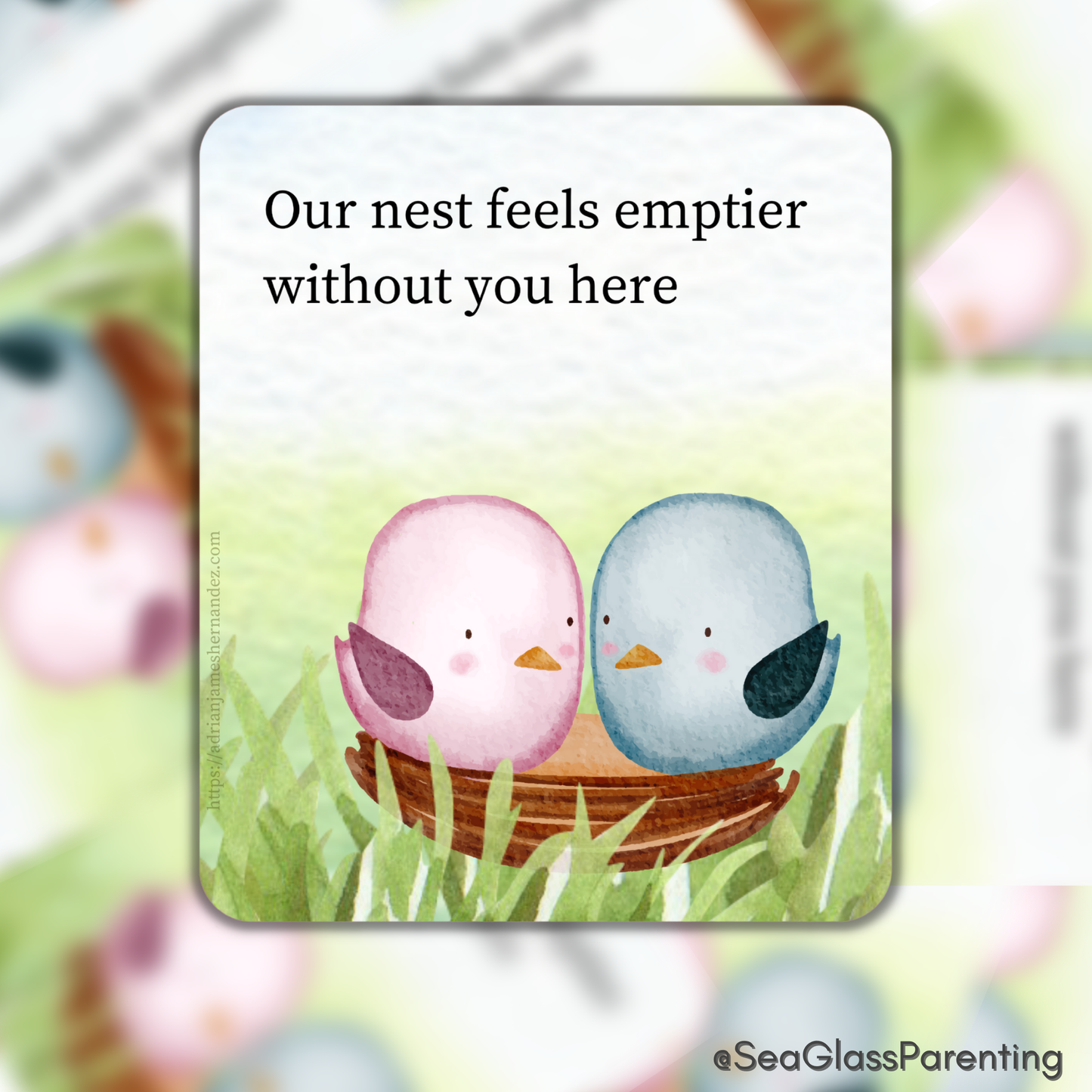 Our nest feels emptier without you here—Baby Loss Remembrance (vinyl sticker)