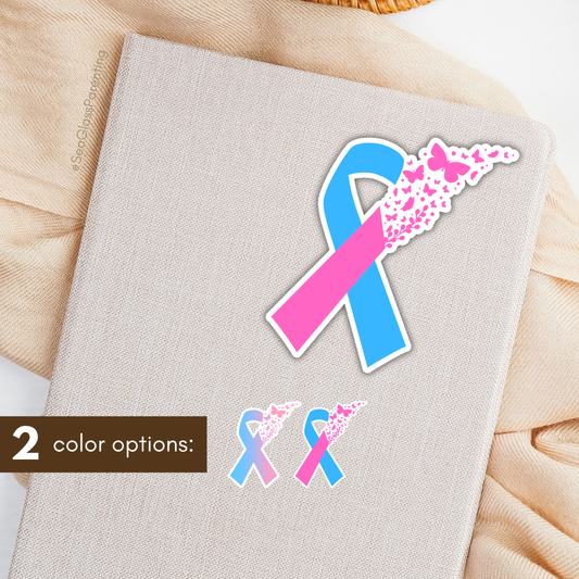 PAIL Awareness Ribbon with Butterflies—Baby Loss Awareness and Remembrance (vinyl sticker)