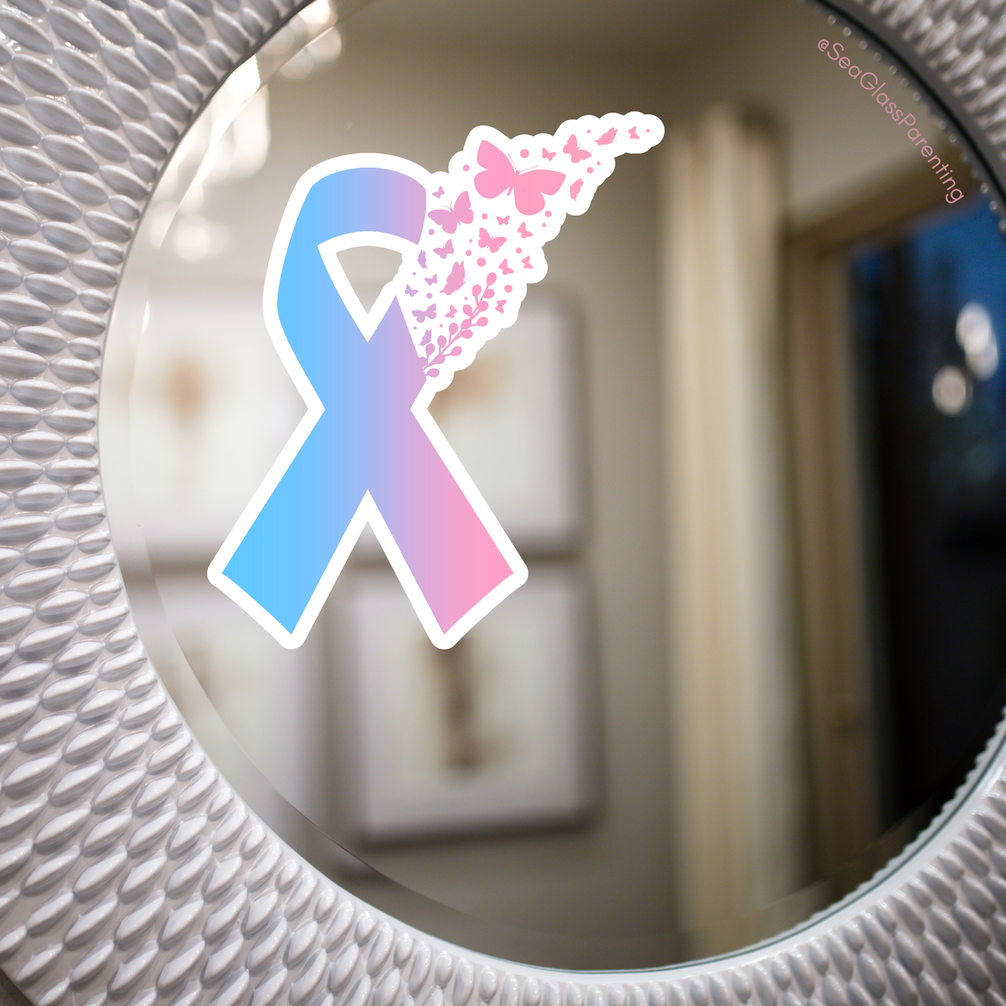 PAIL Awareness Ribbon with Butterflies—Baby Loss Awareness and Remembrance (vinyl sticker)