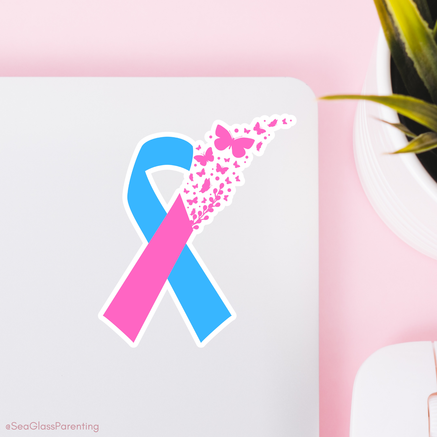 PAIL Awareness Ribbon with Butterflies—Baby Loss Awareness and Remembrance (vinyl sticker)