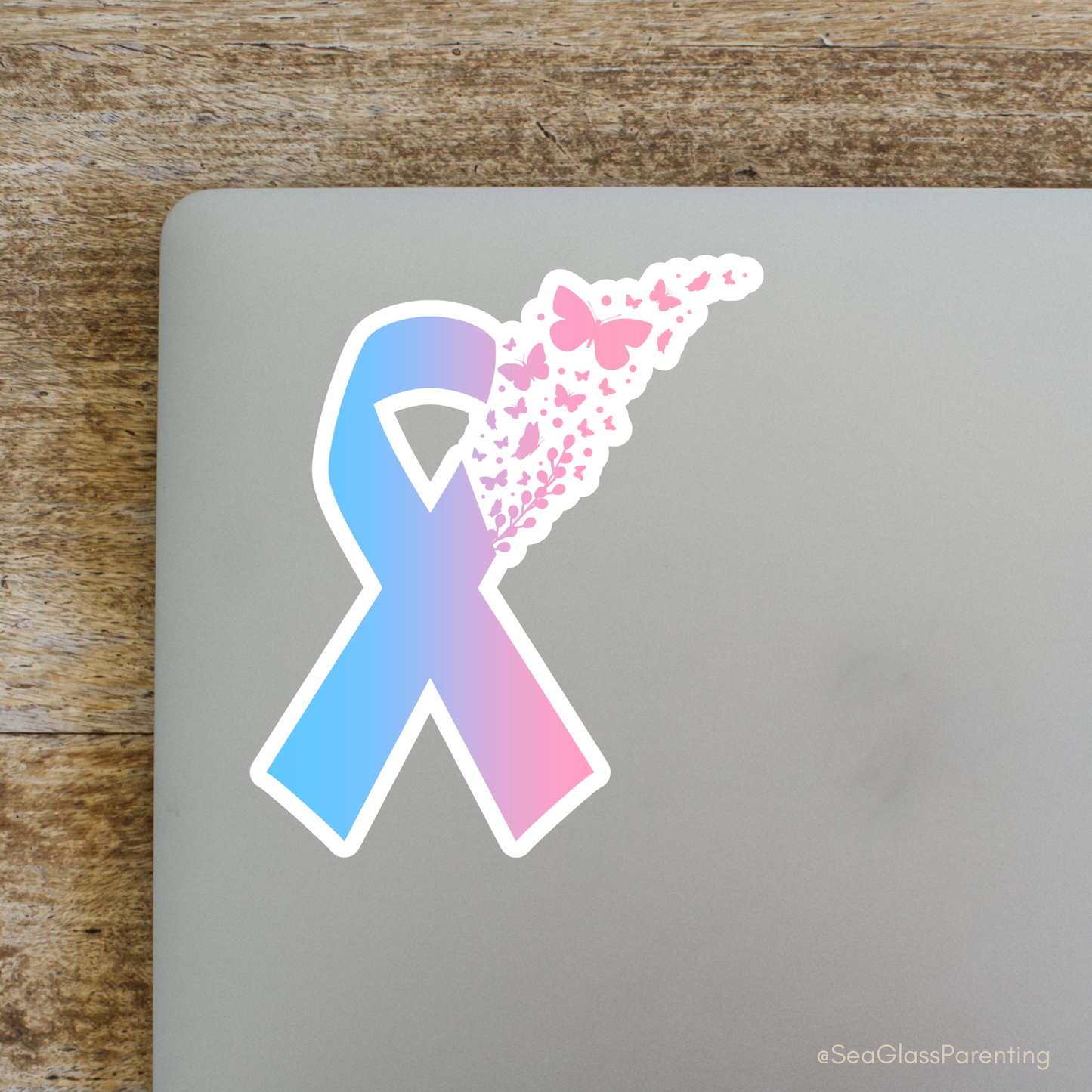 PAIL Awareness Ribbon with Butterflies—Baby Loss Awareness and Remembrance (vinyl sticker)