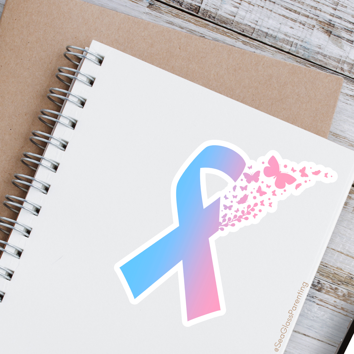 PAIL Awareness Ribbon with Butterflies—Baby Loss Awareness and Remembrance (vinyl sticker)