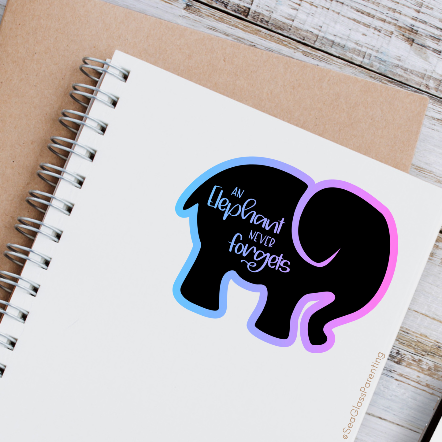 Simple elephant never forgets; Text inside simple elephant outline—Baby Loss Remembrance (vinyl sticker)