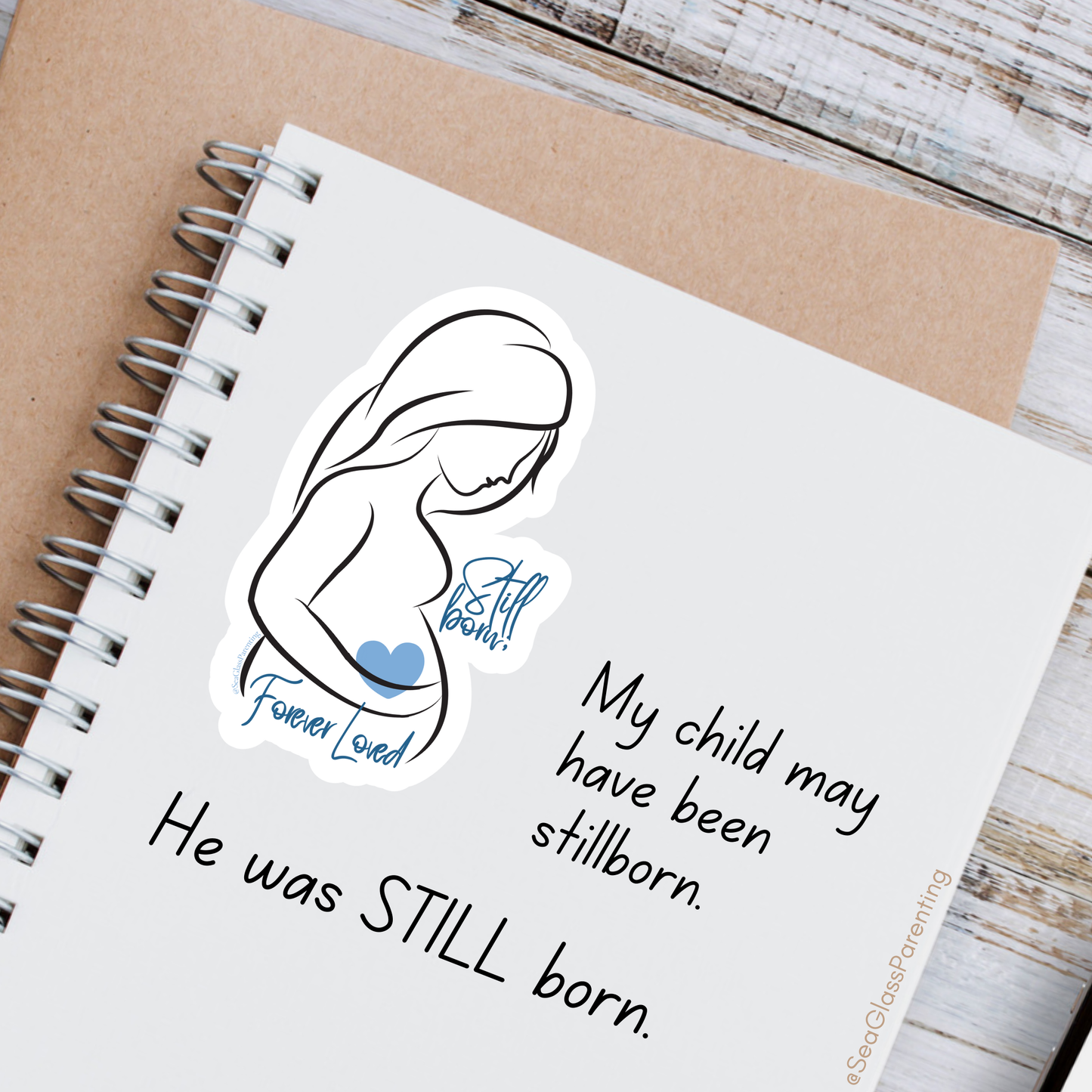 Stillborn; Forever Loved Word Art w/Mama's Pregnant Belly—Baby Loss Remembrance pink blue (vinyl sticker)