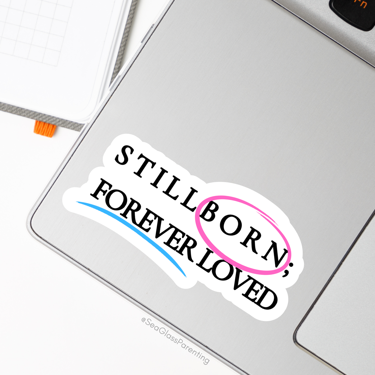 Stillborn; Forever Loved Word Art—Baby Loss Awareness & Remembrance pink blue (vinyl sticker)