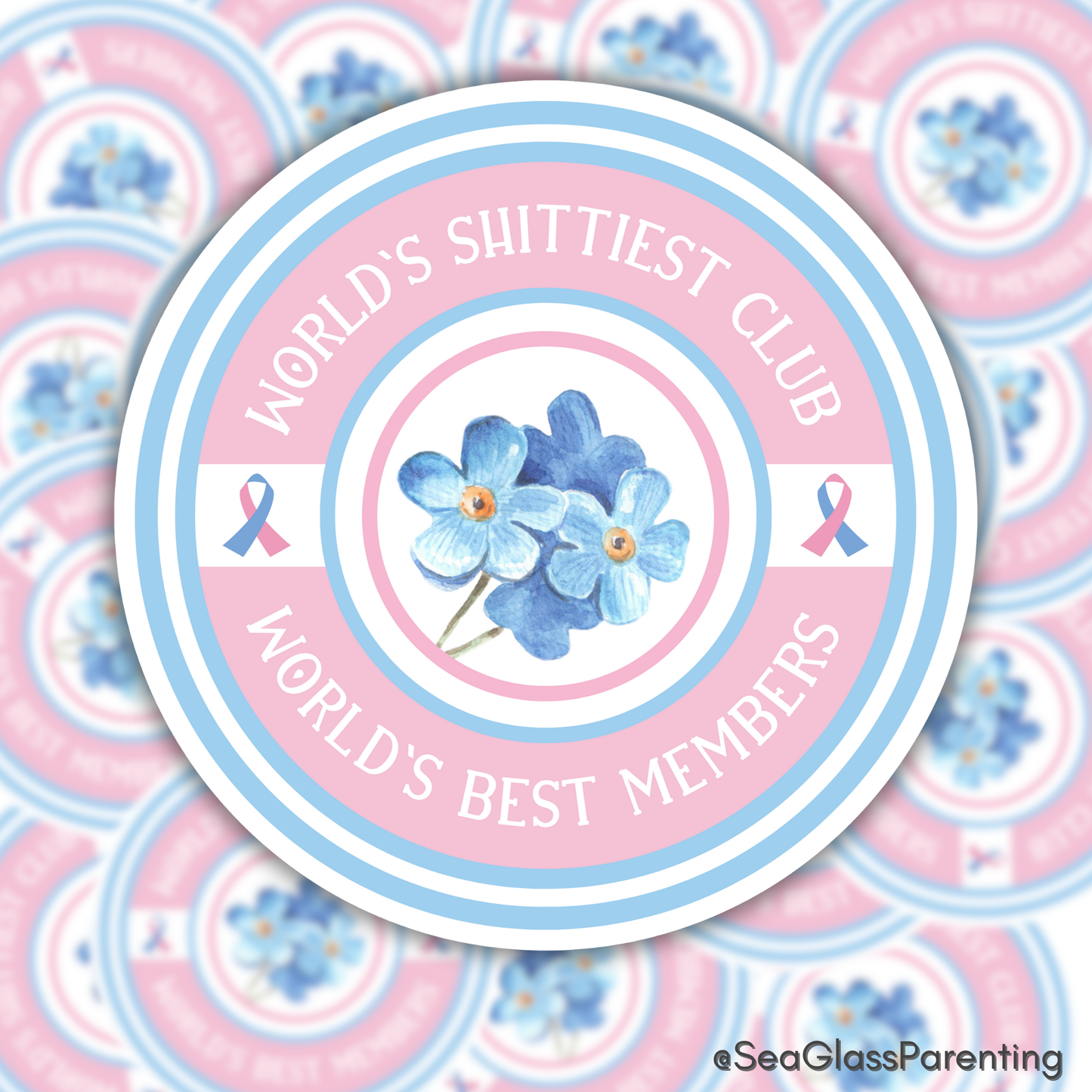 World's Shittiest Club; World's Best Members—Grief Community (vinyl sticker)